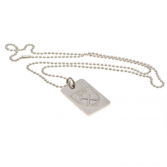 West Ham United FC Silver Plated Dog Tag & Chain