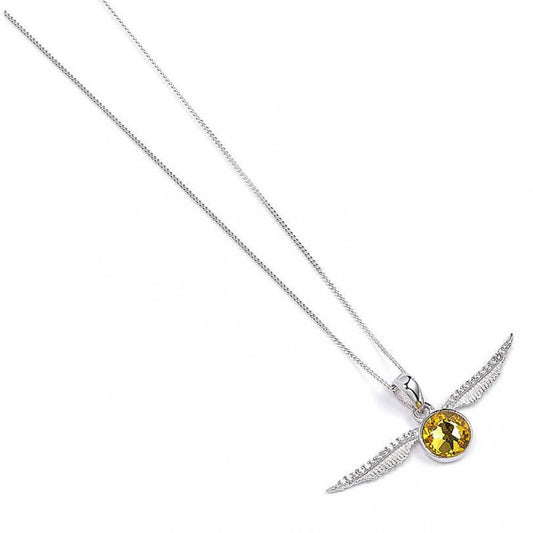 Harry Potter Sterling Silver Golden Snitch Crystal Necklace