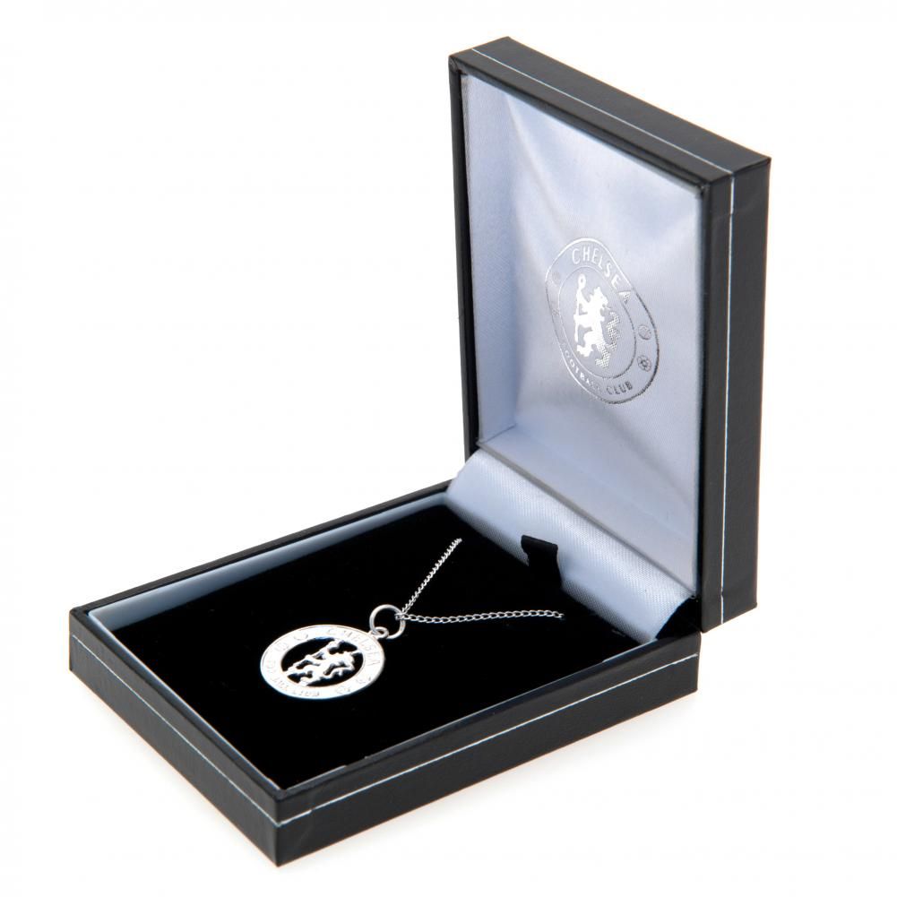 Chelsea FC Sterling Silver Crest Pendant & Chain