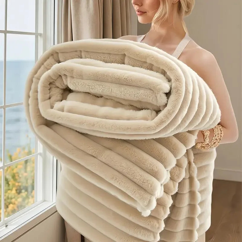 Soft White Fleece Throw Blanket Cozy Lightweight Couch Blanket Gift