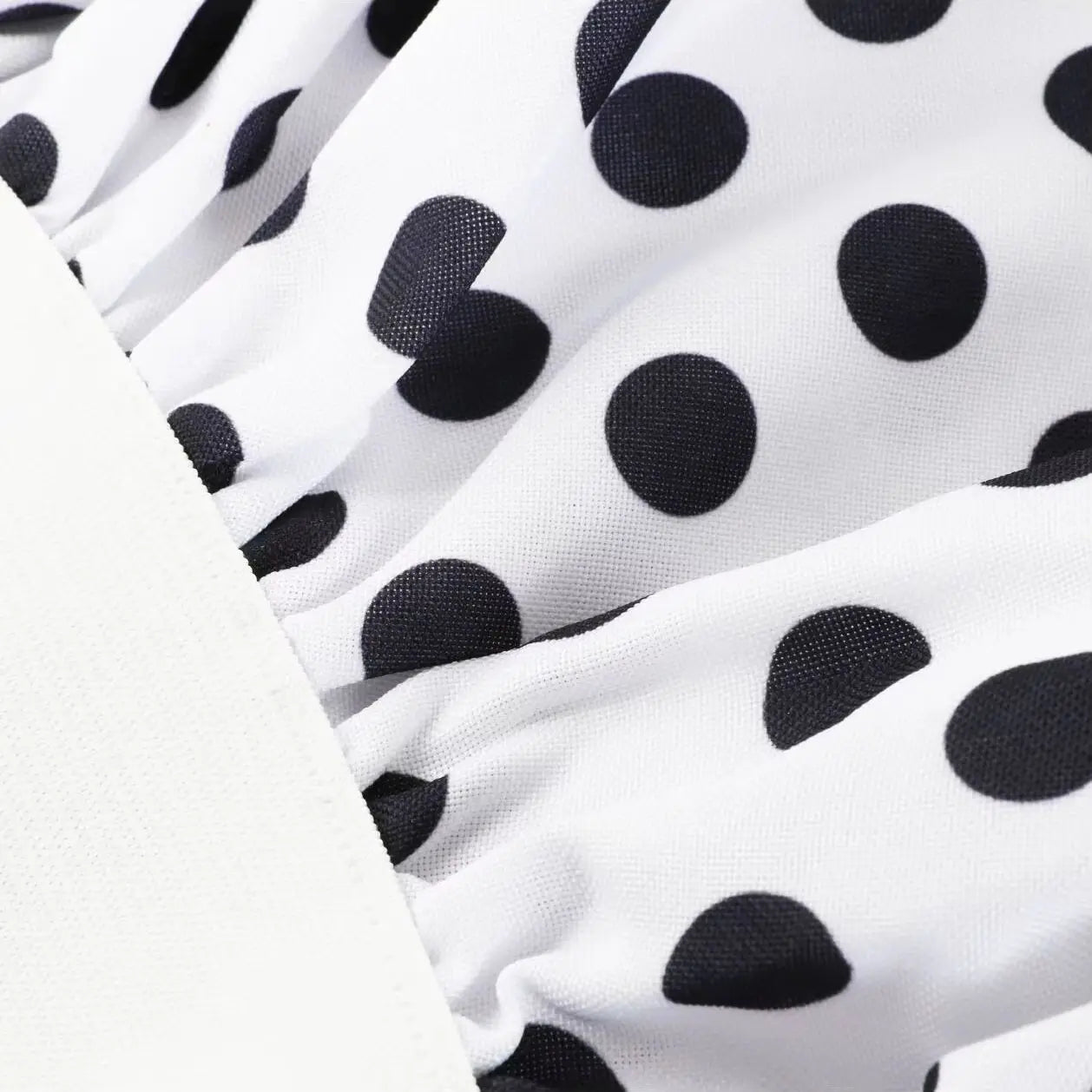 Women’s 50s/60s Polka Dot Skirt – White & Black Rock ‘n’ Roll Swing Costume with Scarf, 26" Length