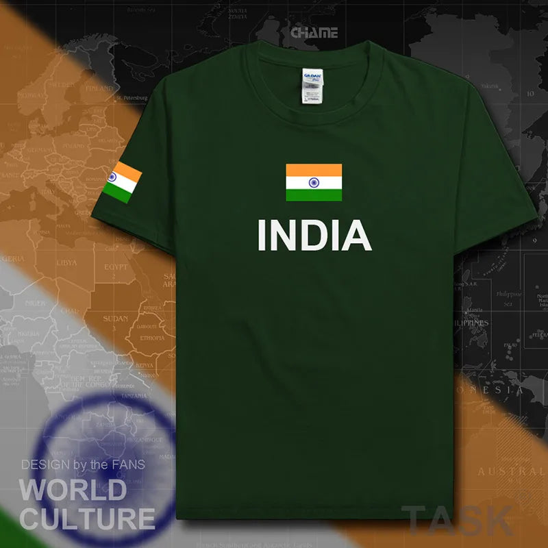 Republic of India T-Shirt - Men’s Cotton Tee with Flag for Streetwear & Fitness