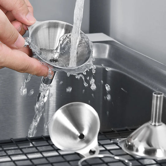 3pcs Stainless Steel Funnel Set Small Medium Large Kitchen Liquid Tool