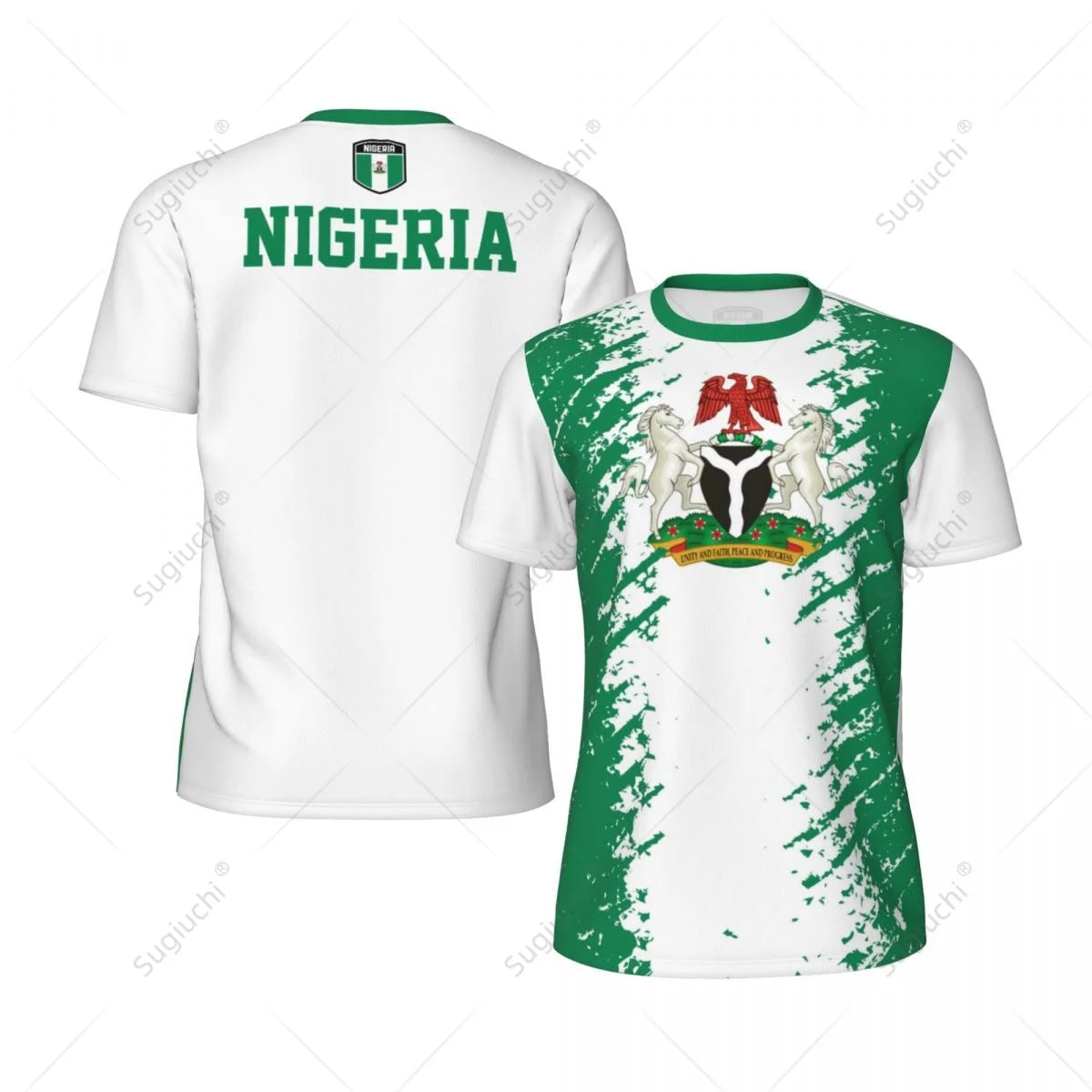 Sugiuchi Nigeria Flag 3D Sports Jersey Quick Dry Mesh T-Shirt Men