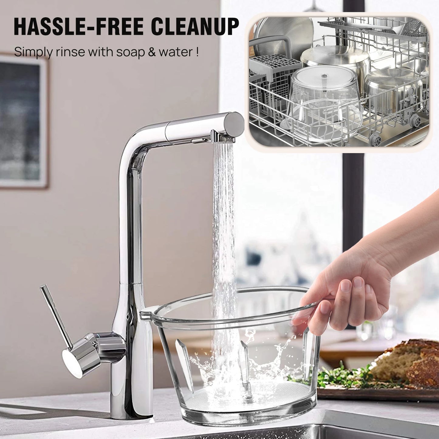1000W Electric Mini Food Chopper 2L Glass Bowl Meat Grinder 2 Speed