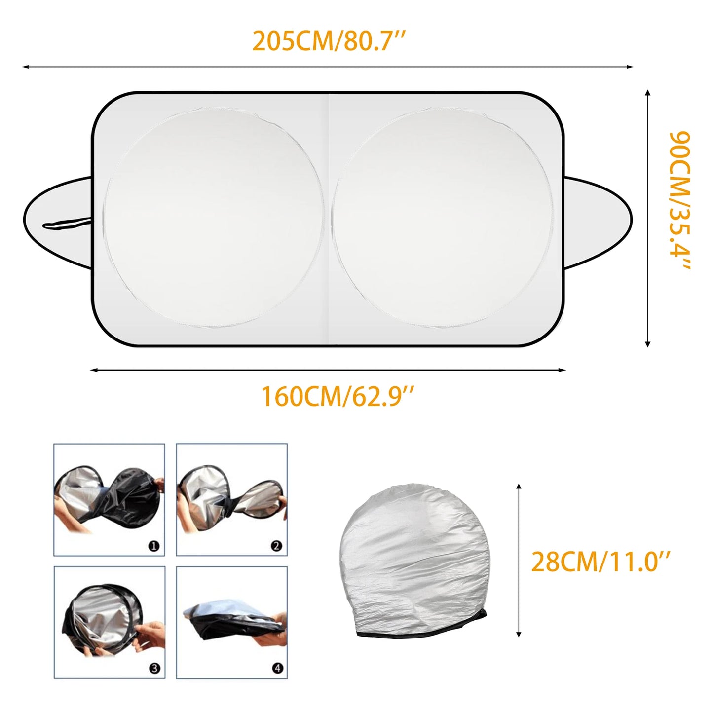 Foldable Car Windshield Sunshade - Reflective UV Block Front Window Cover