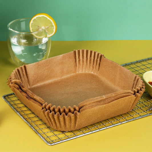50pcs Air Fryer Disposable Non Stick Oil Absorbing Baking Paper Liners