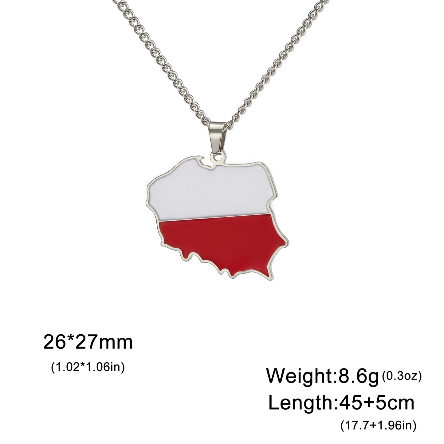 Poland Map Oil Drop Colour Pendant Necklace - Stainless Steel Flag Map Jewelry for Men & Women