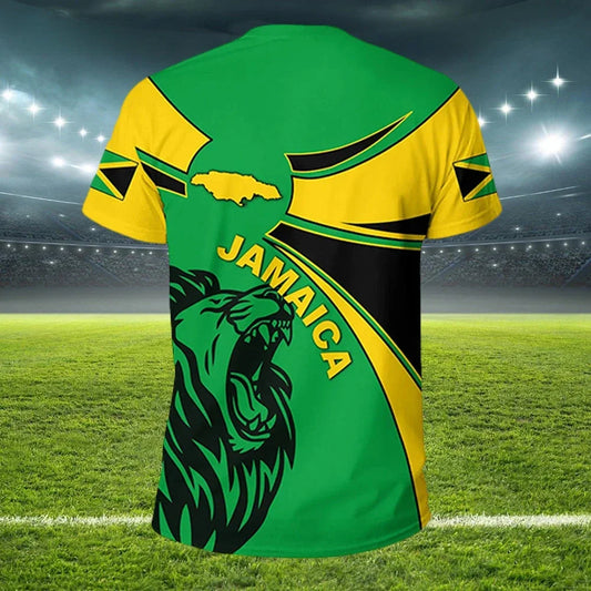 Jamaica Flag 3D T-Shirt for Men - Football Jersey with National Emblem