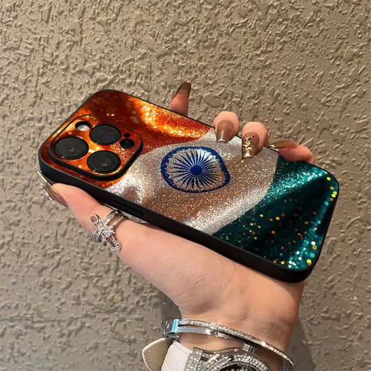 India Flag Phone Case - Soft Black Cover for iPhone 11–17, Pro, Max, Air, Mini