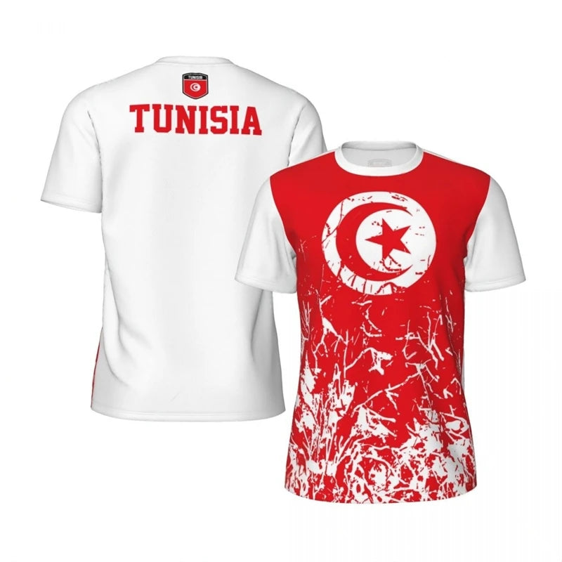 Tunisia Flag 3D Sports T-Shirt – Quick Dry Breathable Football Jersey
