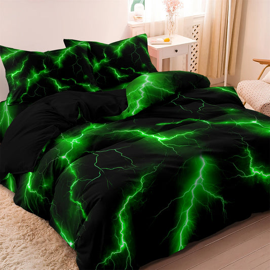 Lightning Thunder Duvet Cover Set 3pcs Soft Polyester Bedding Queen King