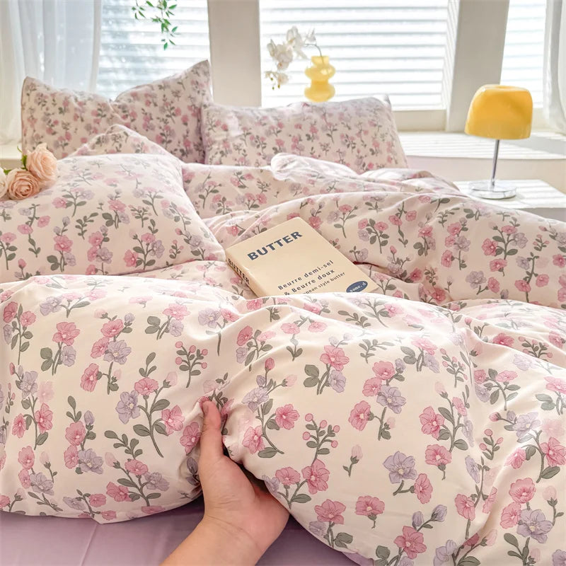 Bonenjoy Floral Duvet Cover Set 3pcs Soft Polyester Bedding Set