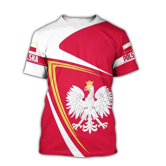 Poland Flag 3D Print T-Shirt - Oversized Streetwear Tee for Men, Women & Kids