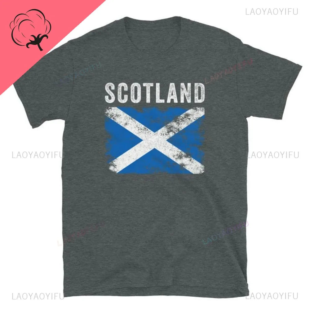 Scotland Flag Cotton T-Shirt - Patriotic Nostalgic Graphic Tee for Travel, Football & Leisure