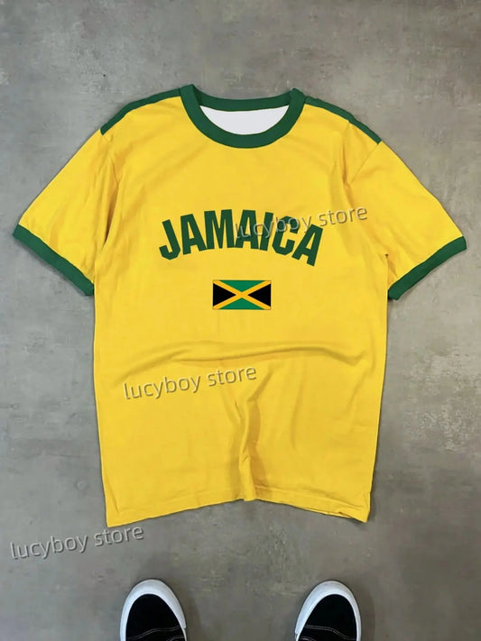 Men’s Jamaica Flag Printed T-Shirt - Short Sleeve O-Neck Sport & Casual Tee