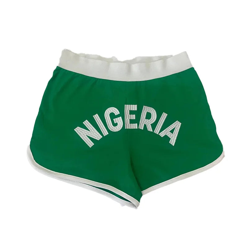 Nigeria Letter Embroidered Crop Top – Summer Trend Women’s T-Shirt