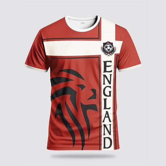 England Flag 3D Print Football T-Shirt - Men’s & Children’s Summer Casual Sports Tee