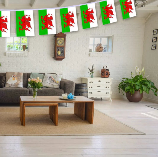 Wales Bunting Flags 20 pcs Set – 14×21 cm Triangular String Flags for Festival & Party