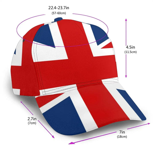 UK British Flag Baseball Cap Adjustable Unisex Casual Outdoor Hat