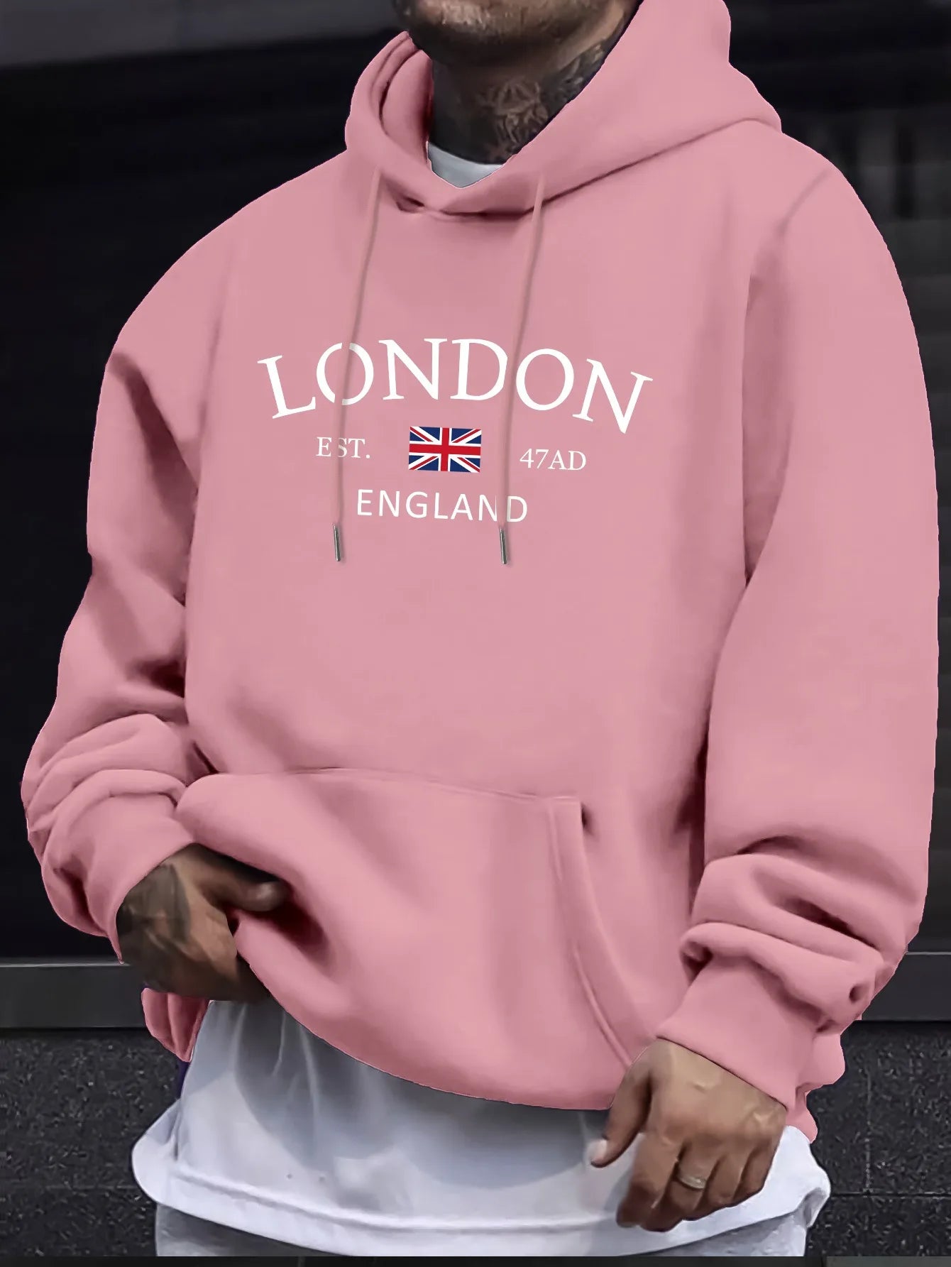 London England Flag Print Hoodie - Men’s Stylish Long Sleeve Regular Fit Sweatshirt