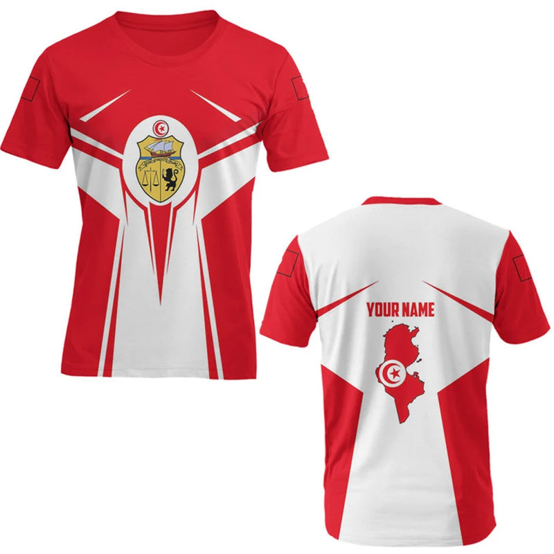 Tunisia Flag 3D T-Shirt – National Emblem Unisex Sports Streetwear Tee