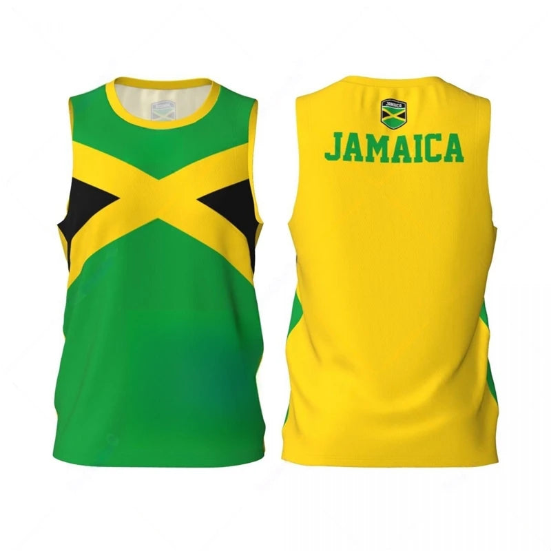 Jamaica Flag Graphic Tank Top - 3D Printed Sports Sleeveless Vest