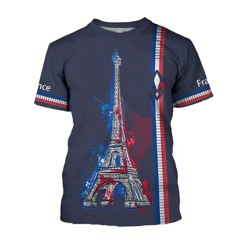 France Retro Flag T-Shirt – Oversized Streetwear Football Harajuku Tee