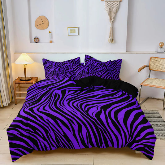 Rose Red Leopard Zebra Duvet Cover Set 3pcs Printed Bedding Set