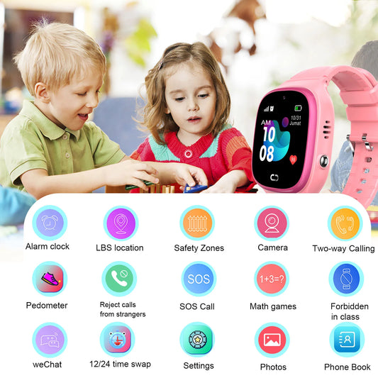 Kids Smart Watch Dual Display GPS Digital SIM Card Support Silicone Strap