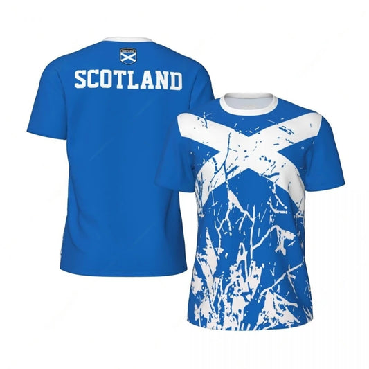 Scotland Flag Graphic Football T-Shirt - Men’s 3D Printed National Emblem Sports Tee