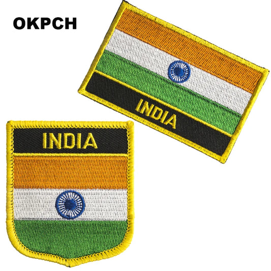 India National Flag Embroidered Patch - Iron On Badge for Clothing (PT0130-3)