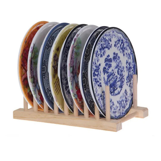 Wooden Dish Drying Rack Foldable Plate Drainer Kitchen Storage Holder