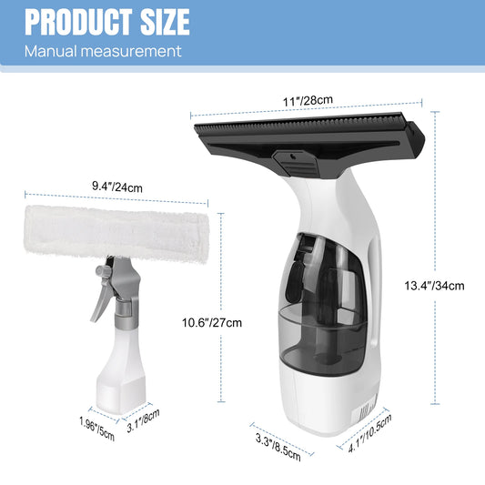 Cordless Electric Window Cleaner 2-in-1 Vacuum Glass Washer 3500mAh