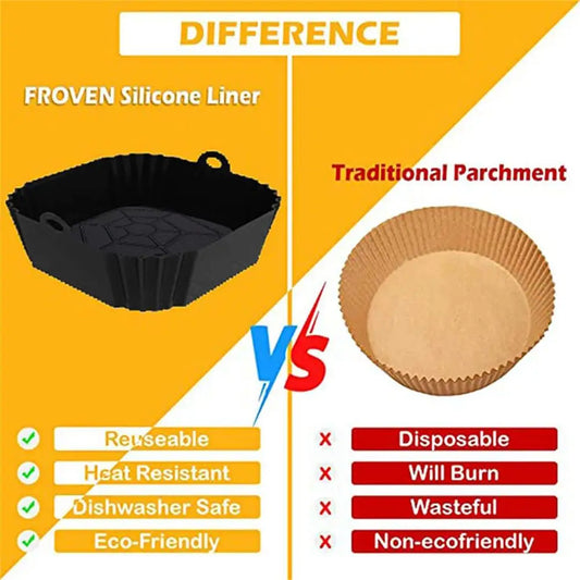 Reusable Silicone Air Fryer Liner Square Non Stick Air fryer Basket Pad
