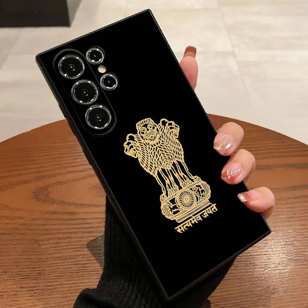 India Flag Phone Case - Black Cover for Samsung S20–S25 Series & Ultra, Plus, FE