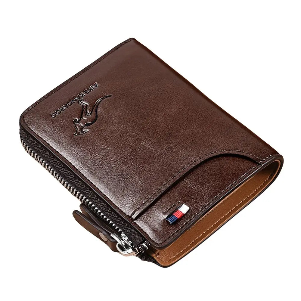 RFID Blocking Leather Card Holder – Anti-Theft Clutch & Short Men’s Wallet