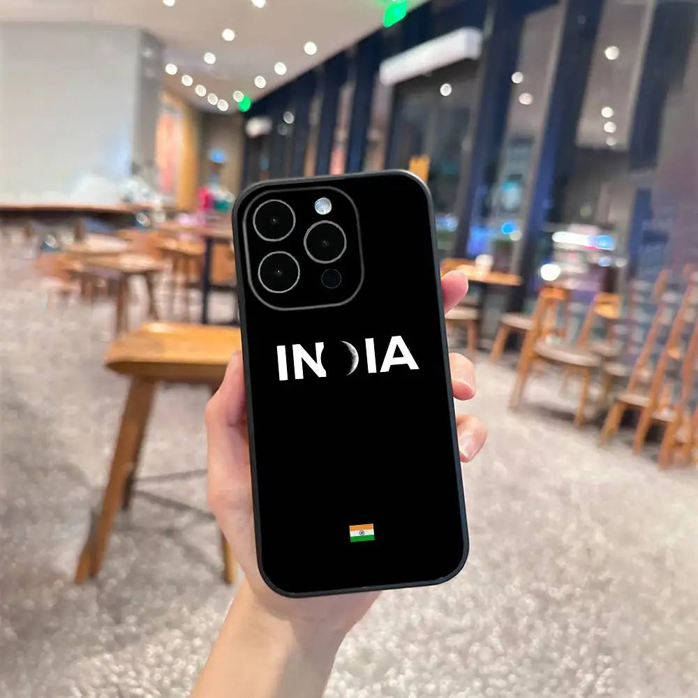 India Flag Phone Case - Soft Silicone Black Cover for iPhone 12–17 Plus & Max