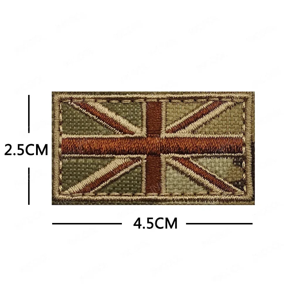 UK British Flag Embroidered Patch Hook Loop Reflective Badge Applique
