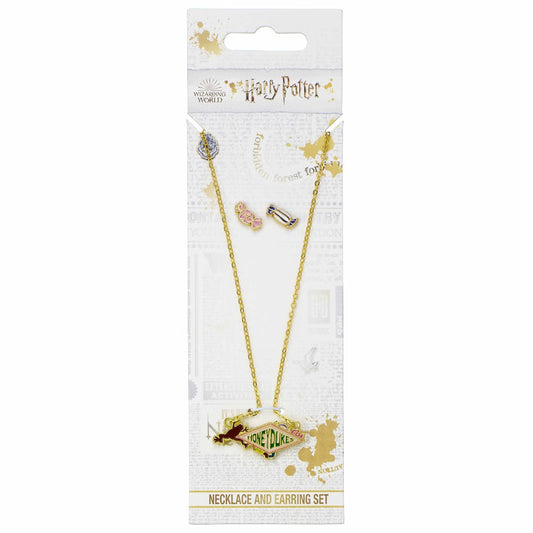 Harry Potter Gold Plated Honeydukes Necklace & Earrings