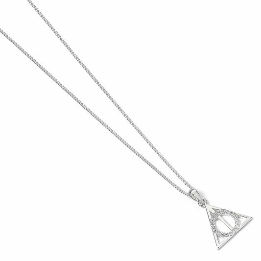 Harry Potter Sterling Silver Deathly Hallows Crystal Necklace