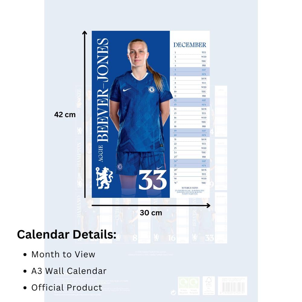Chelsea WFC A3 Calendar 2026