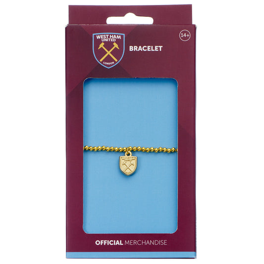 West Ham United FC Gold Finish Bead Bracelet
