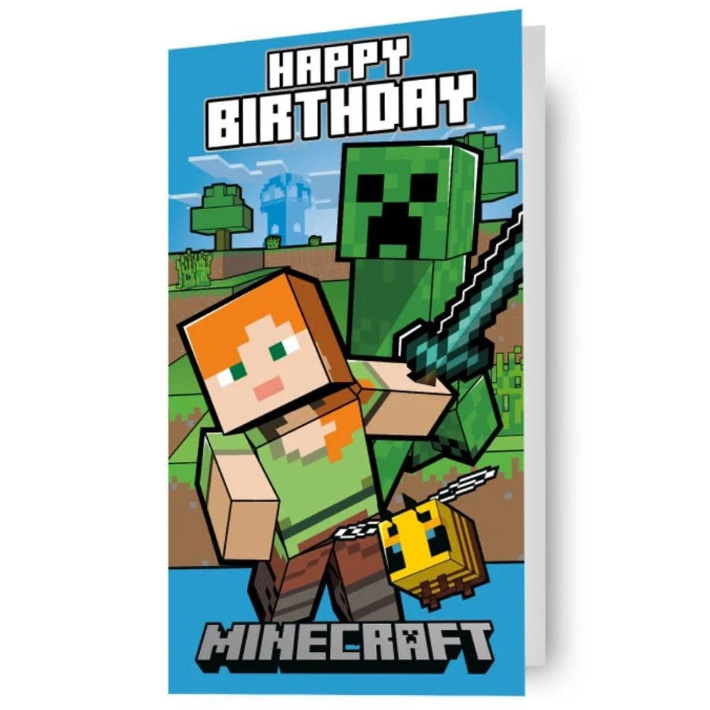 Minecraft Alex & Creeper Birthday Card