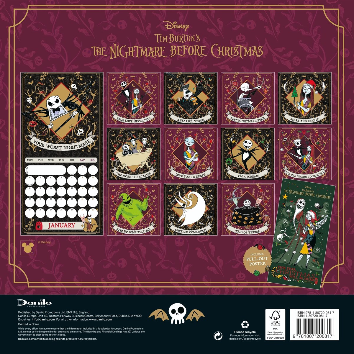 The Nightmare Before Christmas Square Calendar 2027