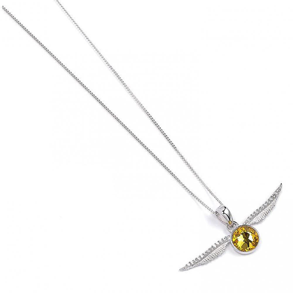 Harry Potter Sterling Silver Golden Snitch Crystal Necklace