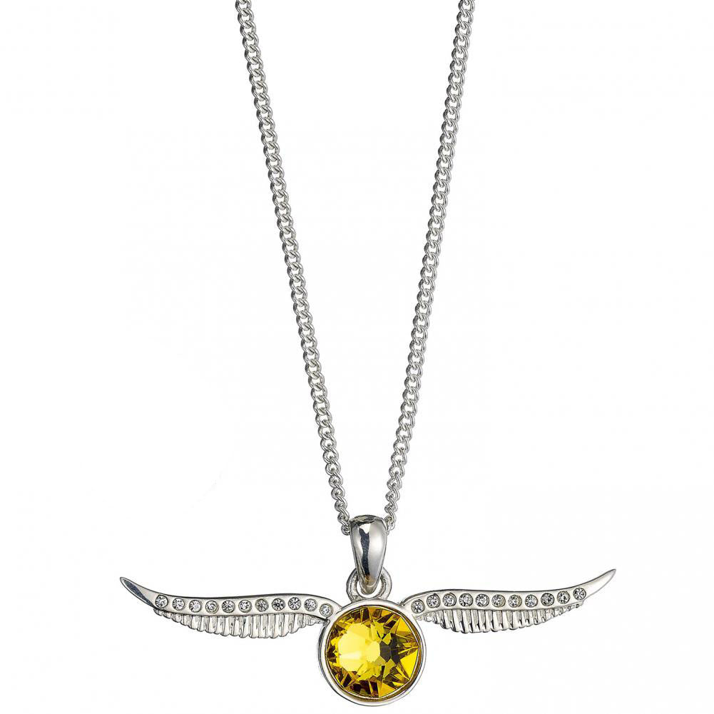 Harry Potter Sterling Silver Golden Snitch Crystal Necklace