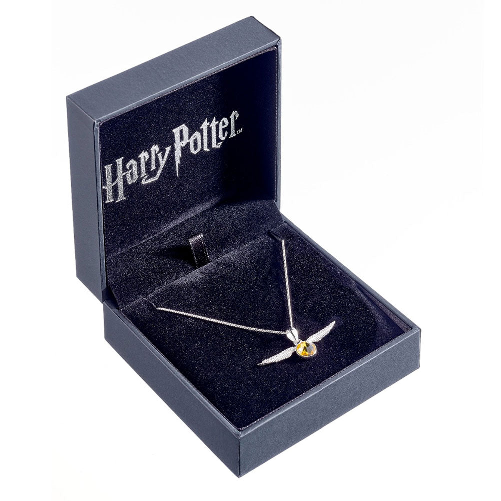 Harry Potter Sterling Silver Golden Snitch Crystal Necklace