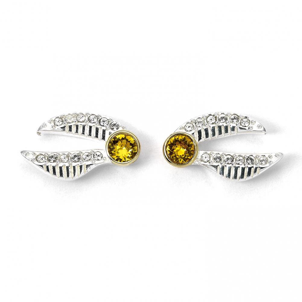 Harry Potter Sterling Silver Golden Snitch Crystal Stud Earrings