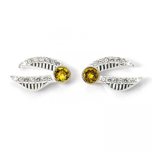 Harry Potter Sterling Silver Golden Snitch Crystal Stud Earrings
